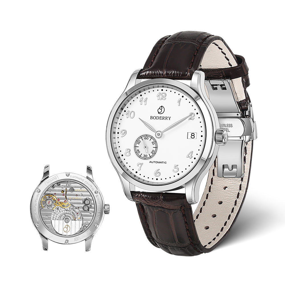 ELITE - Micro-rotor Automatic Watch | Silver Case & White Dial