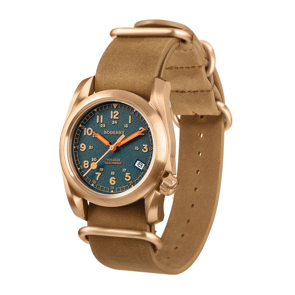 VOYAGER - 100M Waterproof Bronze Automatic Field Watch | Sandstone Green