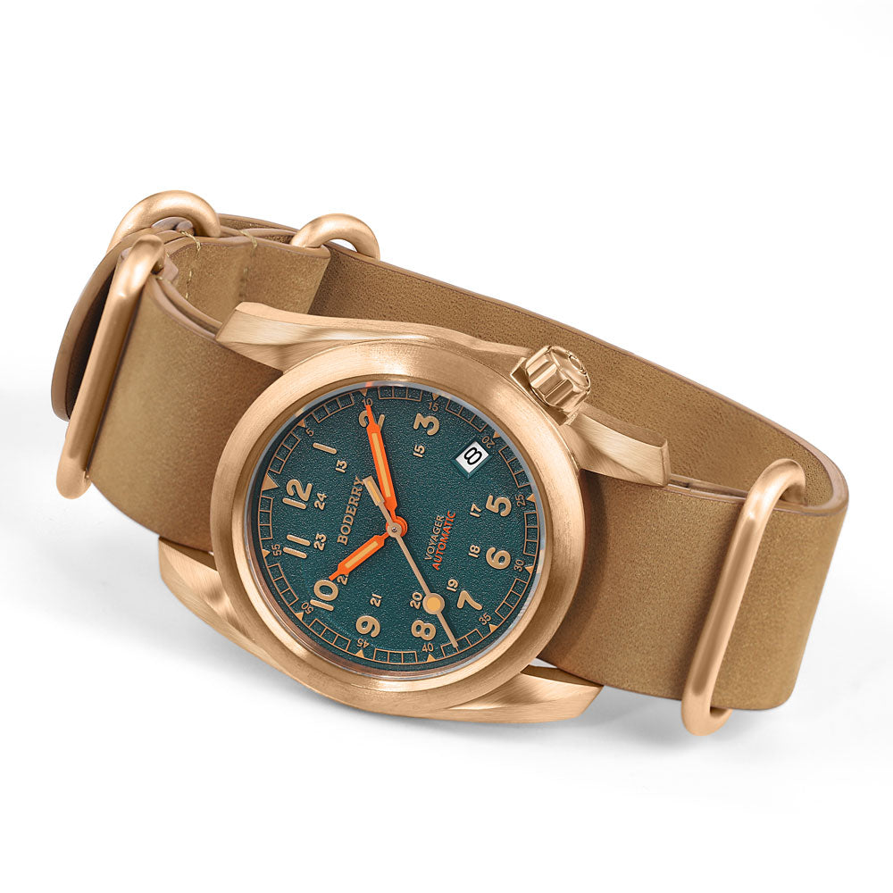 VOYAGER - 100M Waterproof Bronze Automatic Field Watch | Sandstone Green