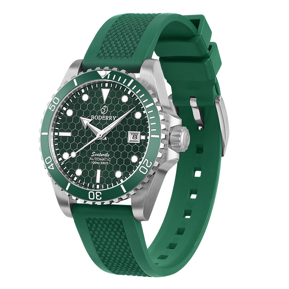 SEATURTLE.OCEAN(TITANIUM) - Automatic Titanium Diver Watch | Turtle Green