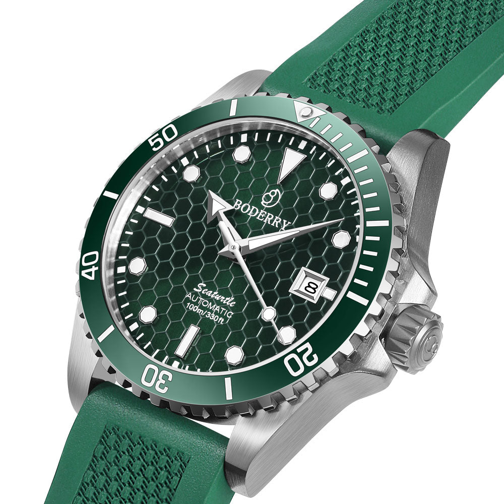 SEATURTLE.OCEAN(TITANIUM) - Automatic Titanium Diver Watch | Turtle Green