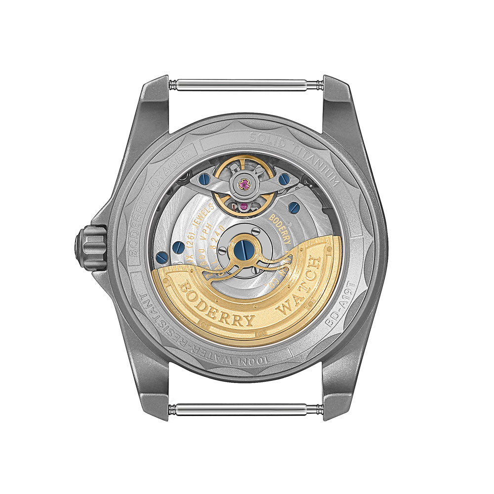 VOYAGER - ساعة ميدانية أوتوماتيكية من التيتانيوم مقاومة للماء 100 متر | أسود