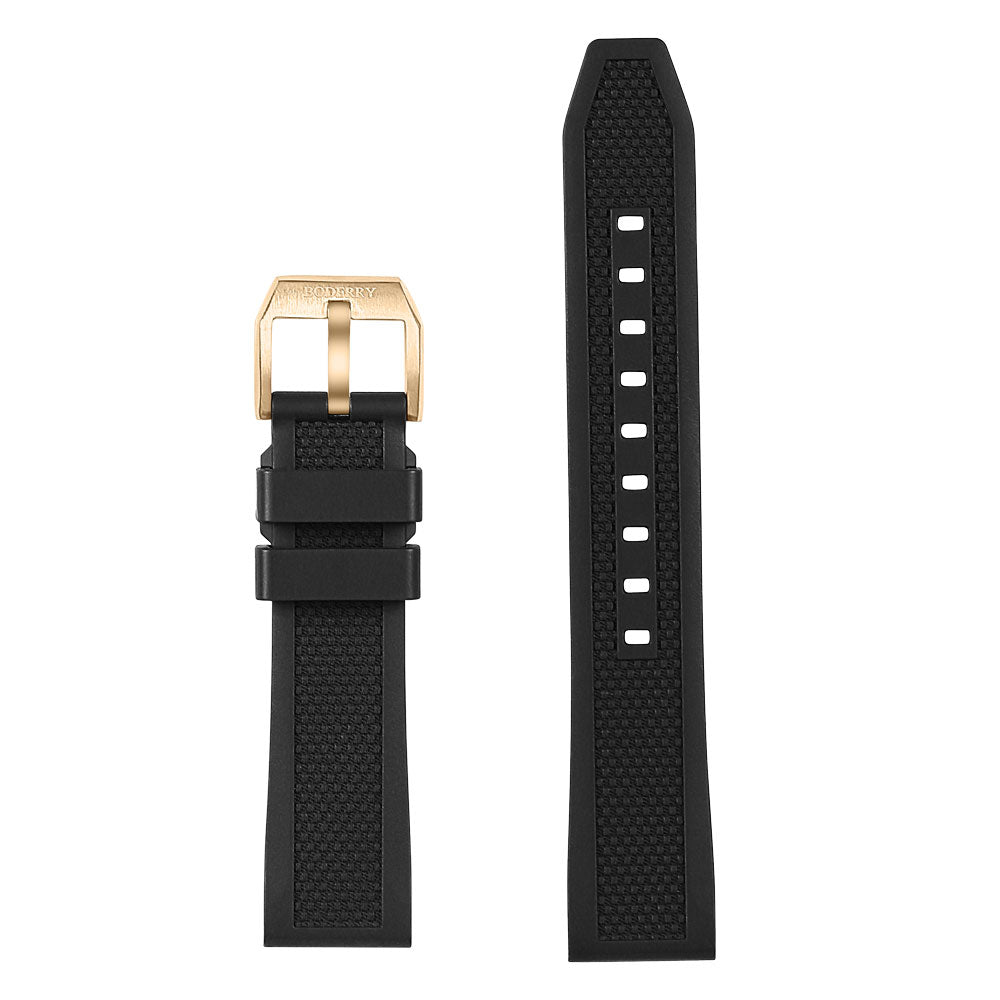 Black FKM Rubber Strap | Suitable for all watches with 20mm lug width