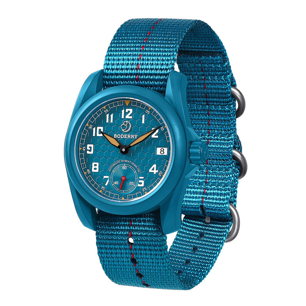 VOYAGER S72 – 72-Hour Power Reserve Titanium Automatic Field Watch, 100M Water Resistant | Cerulean Blue