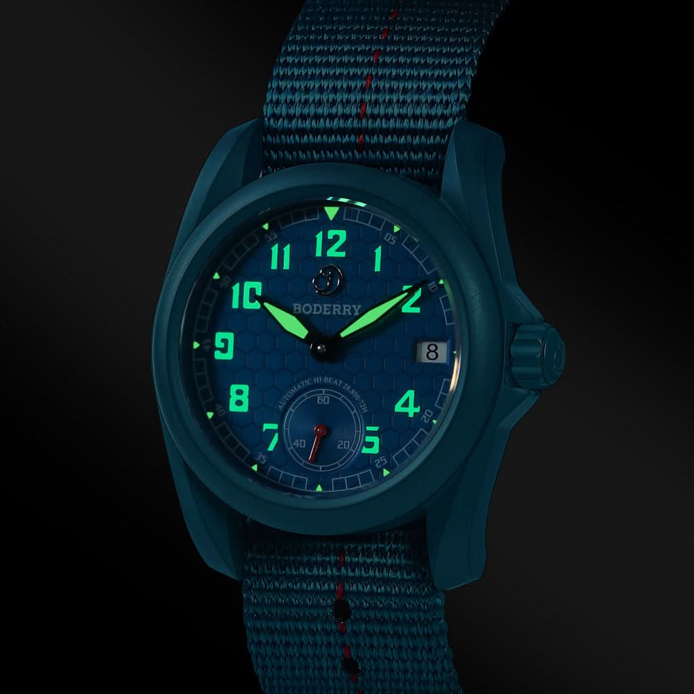 VOYAGER S72 – 72-Hour Power Reserve Titanium Automatic Field Watch, 100M Water Resistant | Cerulean Blue