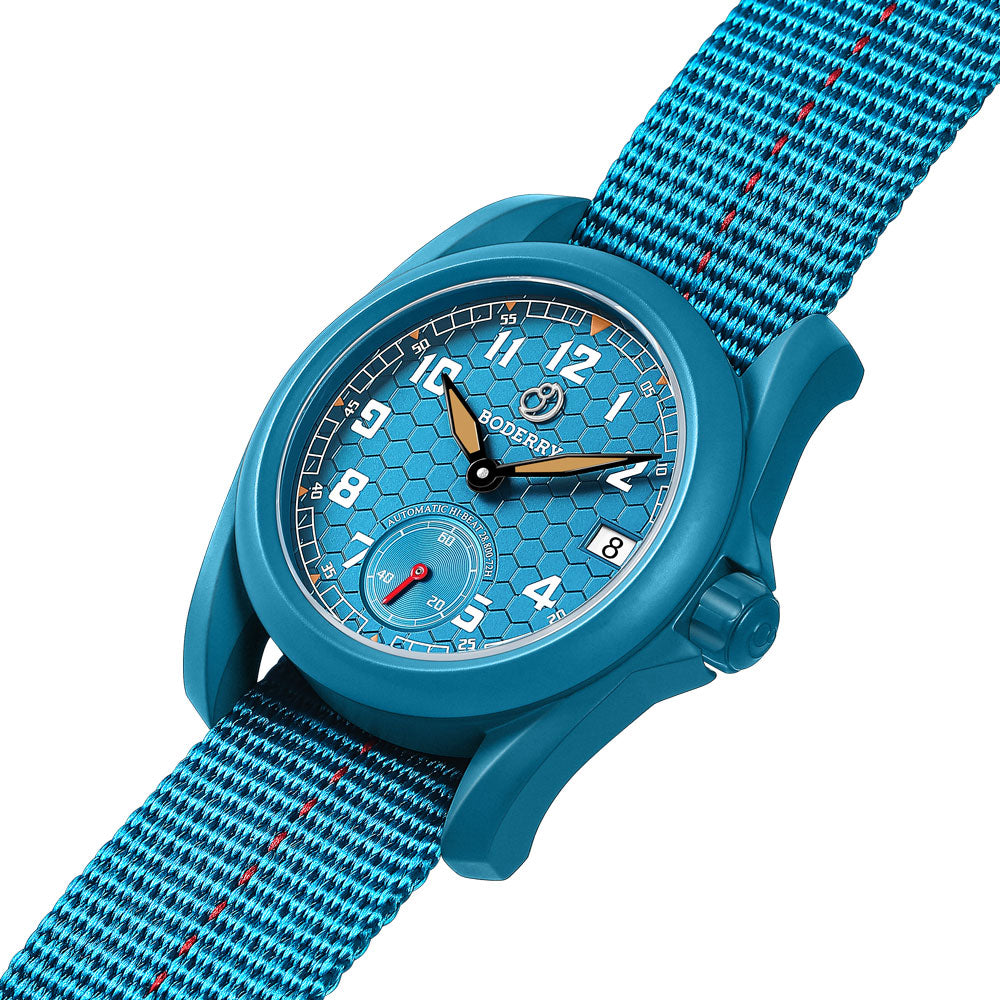 VOYAGER S72 – 72-Hour Power Reserve Titanium Automatic Field Watch, 100M Water Resistant | Cerulean Blue