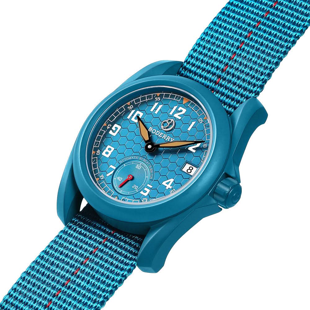 VOYAGER S72 – 72-Hour Power Reserve Titanium Automatic Field Watch, 100M Water Resistant | Cerulean Blue
