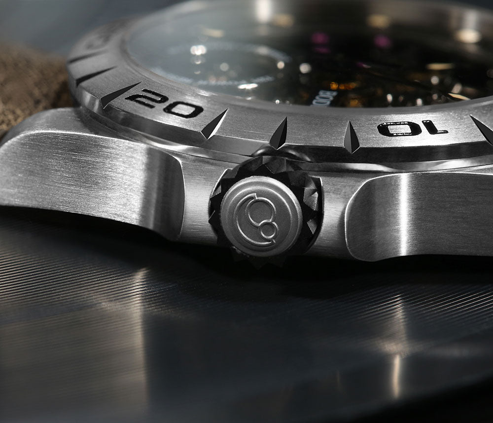 URBAN SKELETON(TITANIUM) Ver 2.0-Silver Hands - 3-Hand Hi-beat(28,800 bph) with 72 hrs Power-reserve Automatic Watch | Blue Dial