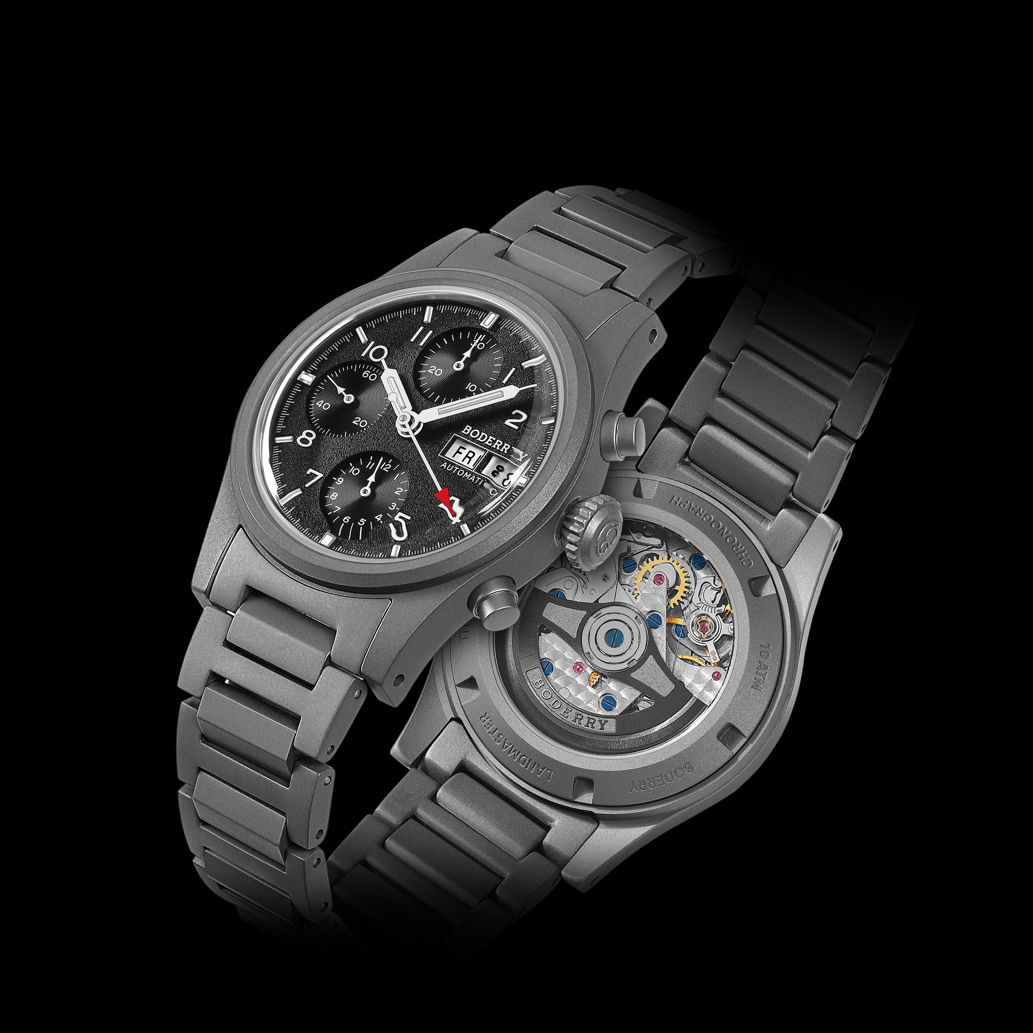 LANDMASTER Chronograph – Titanium Automatic Tritium Field Watch | Black-bracelet