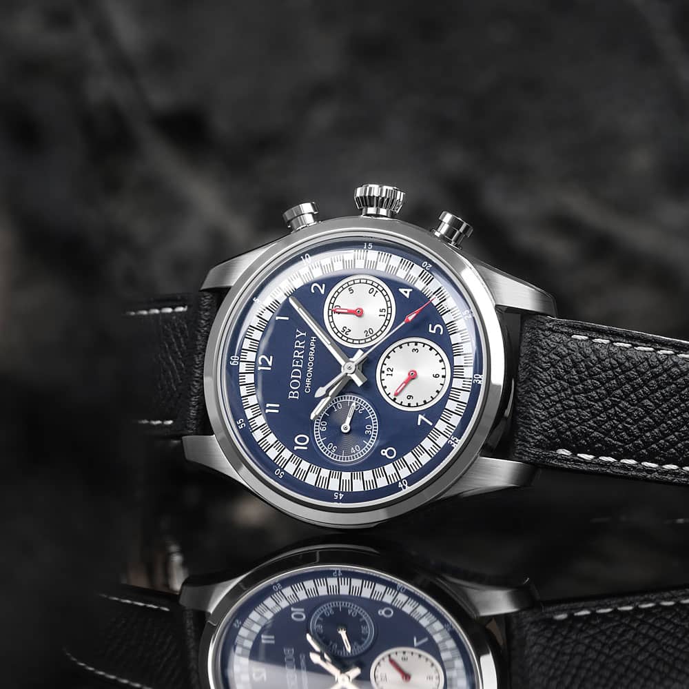 ASYMMETRY - Mechanical Chronograph with Domed Sapphire Crystal | Navy Blue