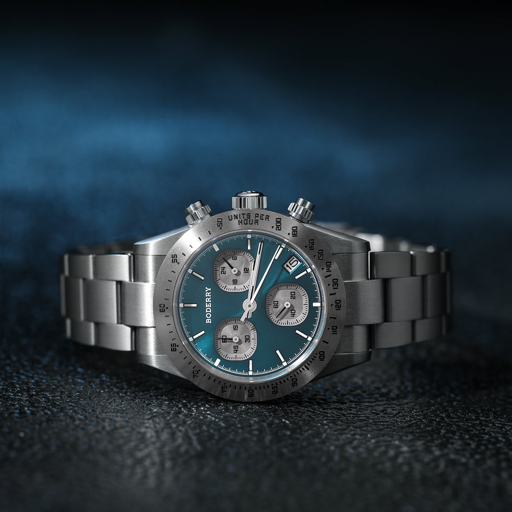 GOLDACE - 100M WR Titanium Mecha-Quartz Chronograph Watch | Blue