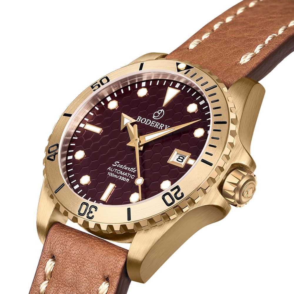 SEATURTLE.OCEAN(BRONZE) - Automatic Bronze Diver Watch | Red