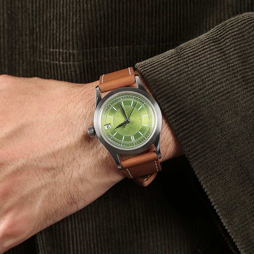 HOU - 80-Hour Power Reserve Vintage Automatic Watch | Avocado Green