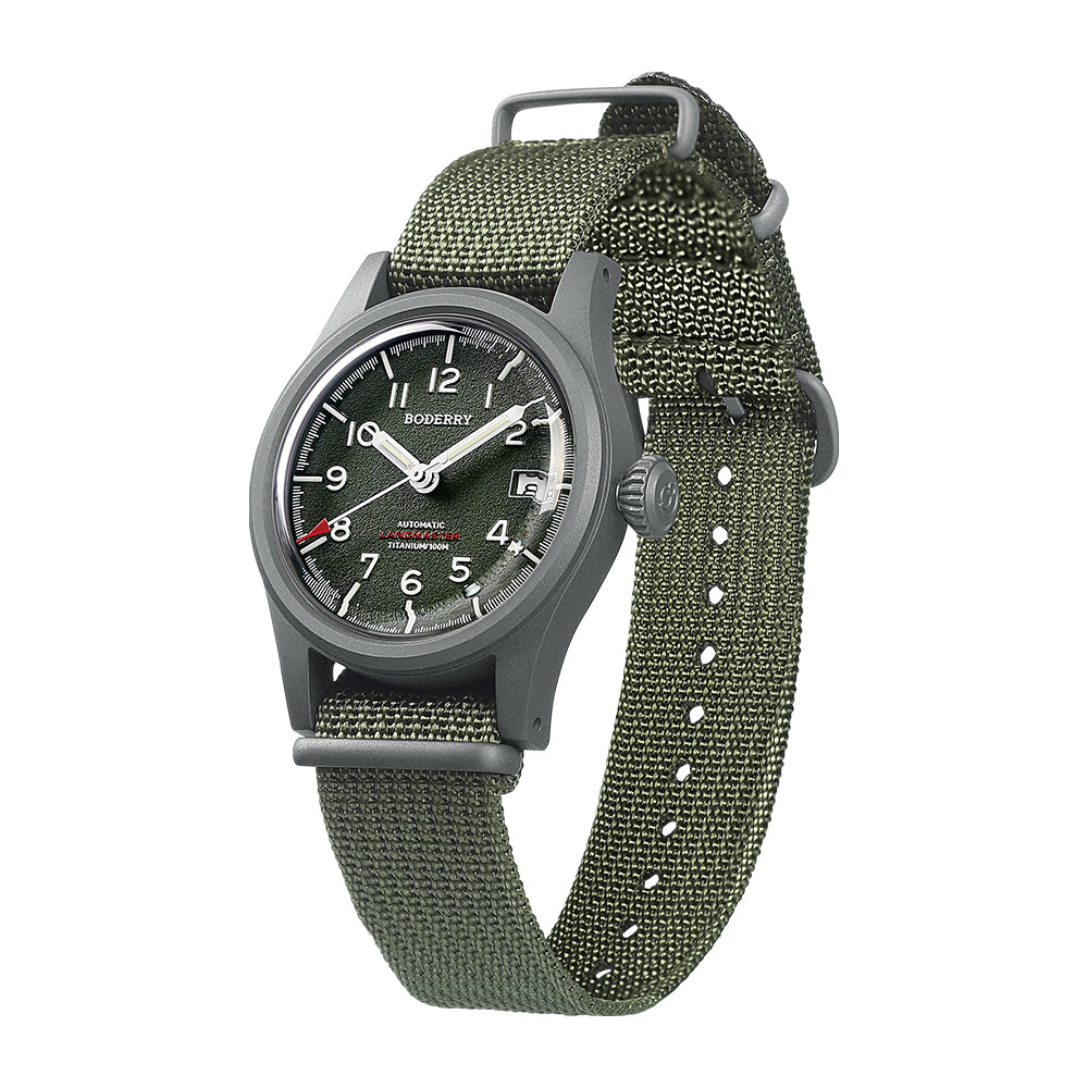 LANDMASTER - 100M Waterproof Titanium Automatic Field Watch | Green