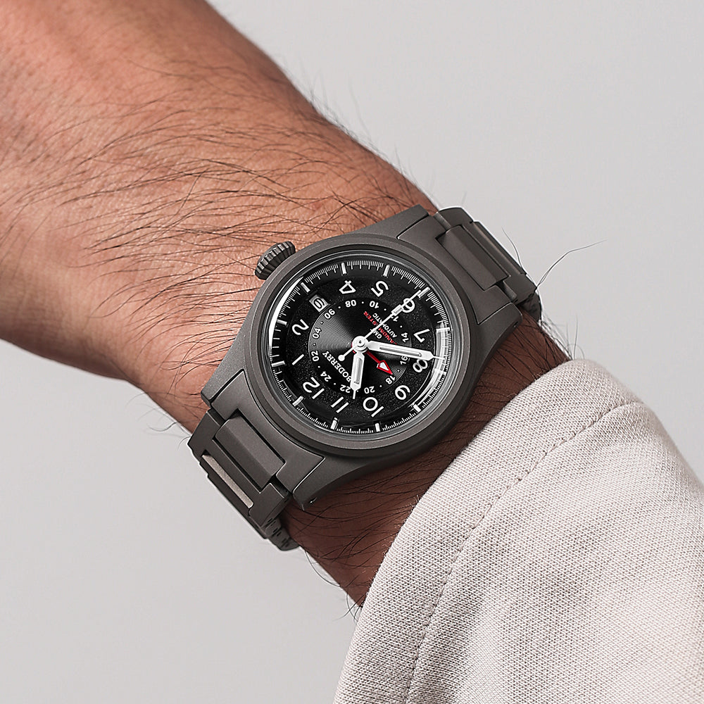 LANDMASTER GMT – Titanium Automatic Tritium Field Watch | Black-bracelet