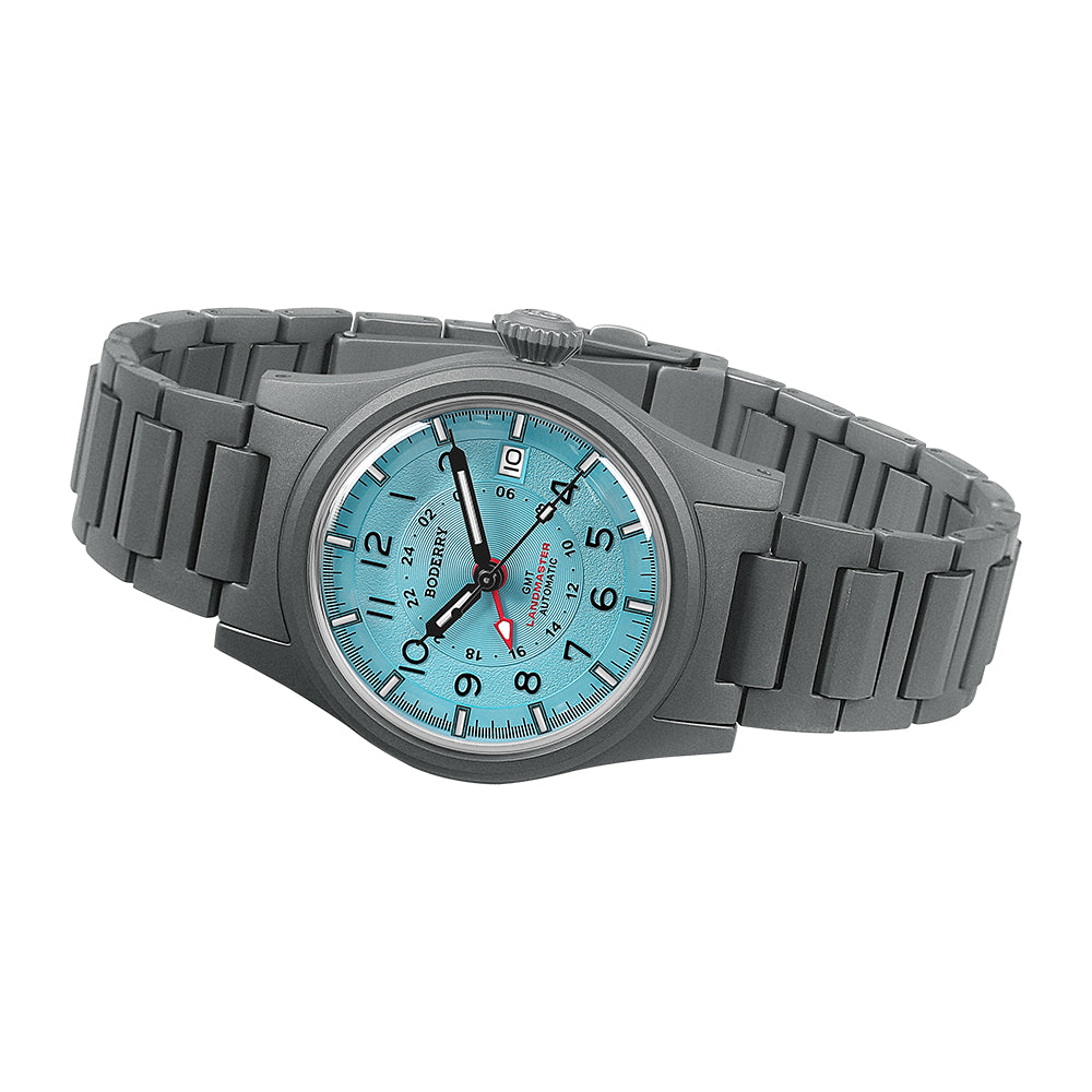 LANDMASTER GMT – Titanium Automatic Tritium Field Watch | Ice Blue-bracelet