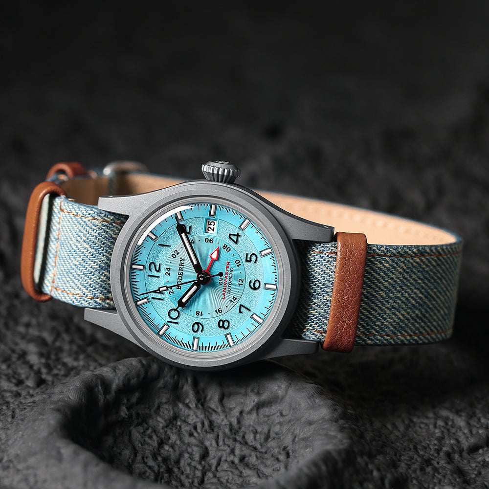 LANDMASTER GMT – Titanium Automatic Tritium Field Watch | Ice Blue-bracelet