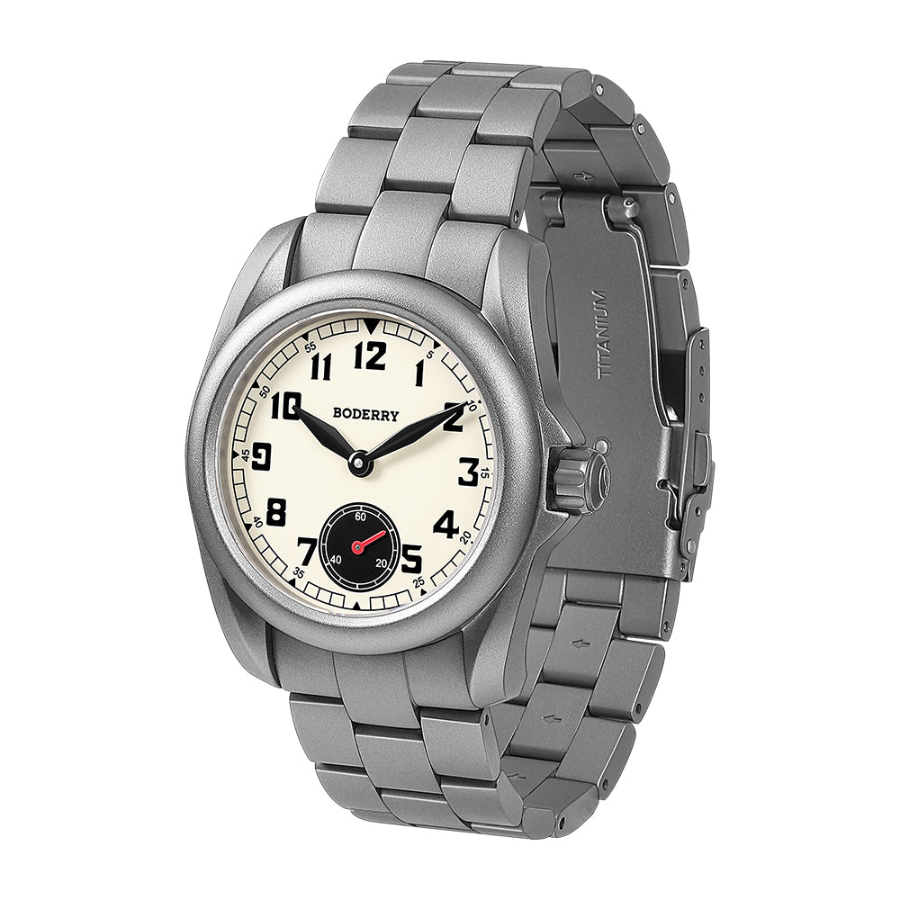 VOYAGER S72 – 72-Hour Power Reserve Titanium Automatic Field Watch, 100M Water Resistant | Cream/Bracelet