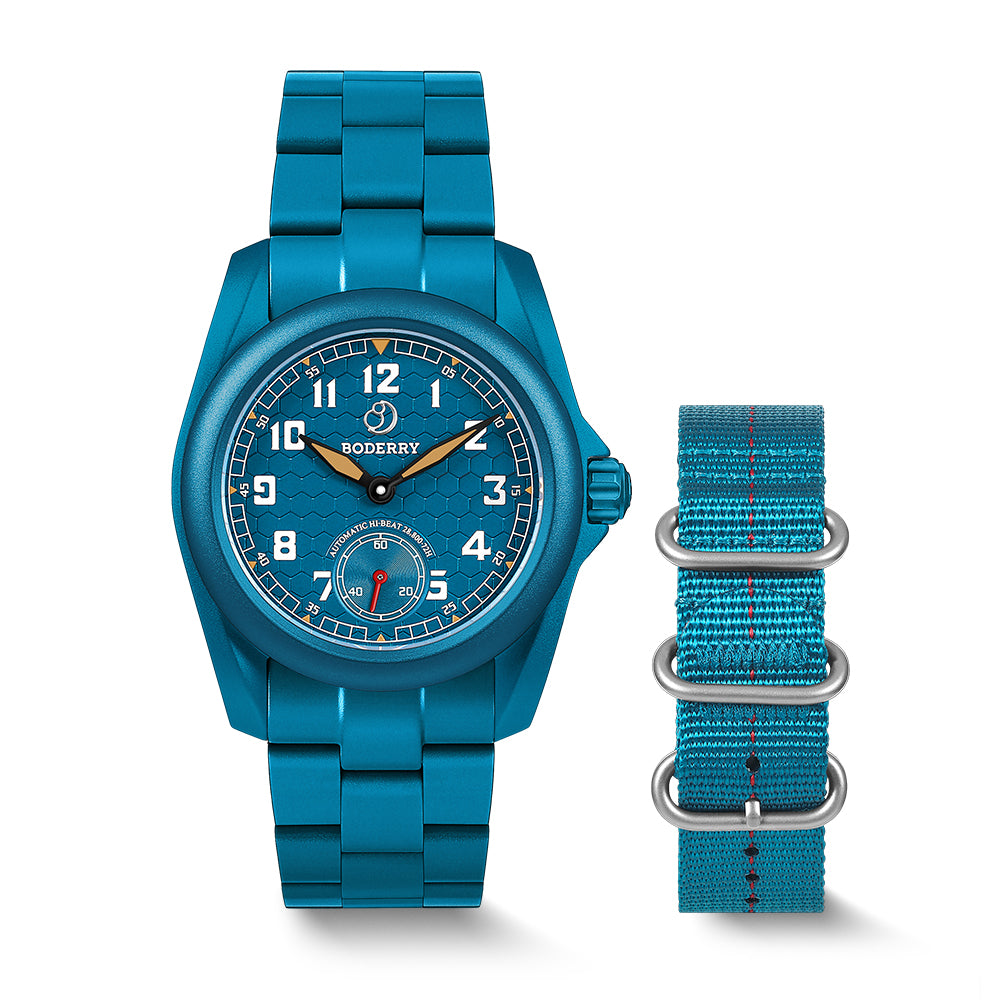 VOYAGER S72 – 72-Hour Power Reserve Titanium Automatic Field Watch, 100M Water Resistant | Cerulean Blue/Bracelet