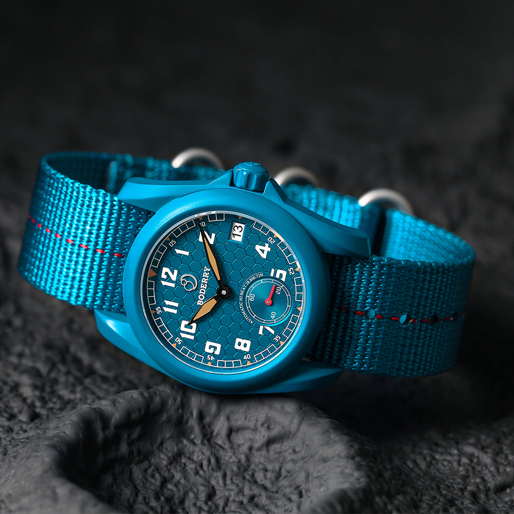 VOYAGER S72 – 72-Hour Power Reserve Titanium Automatic Field Watch, 100M Water Resistant | Cerulean Blue