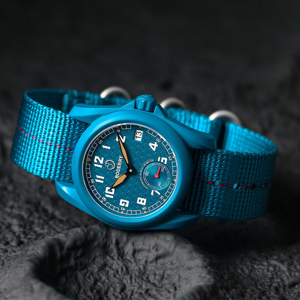 VOYAGER S72 – 72-Hour Power Reserve Titanium Automatic Field Watch, 100M Water Resistant | Cerulean Blue