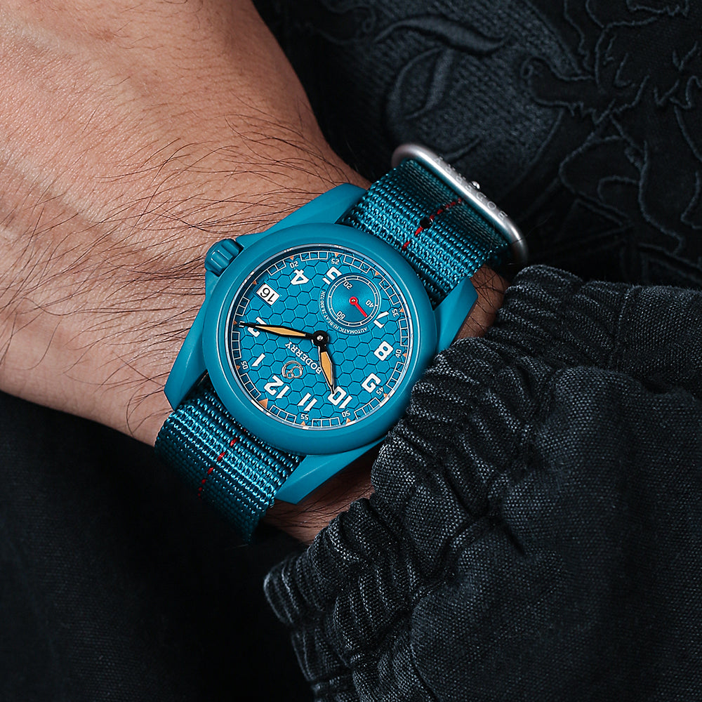 VOYAGER S72 – 72-Hour Power Reserve Titanium Automatic Field Watch, 100M Water Resistant | Cerulean Blue