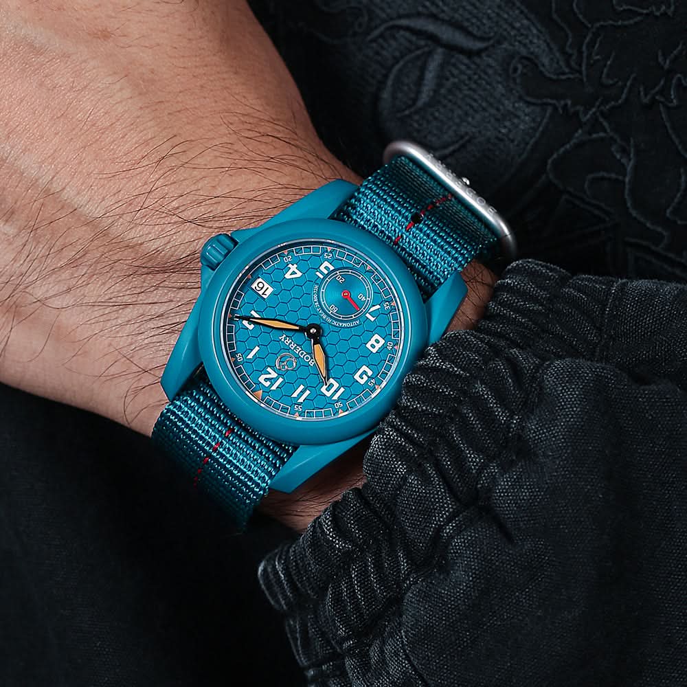 VOYAGER S72 – 72-Hour Power Reserve Titanium Automatic Field Watch, 100M Water Resistant | Cerulean Blue