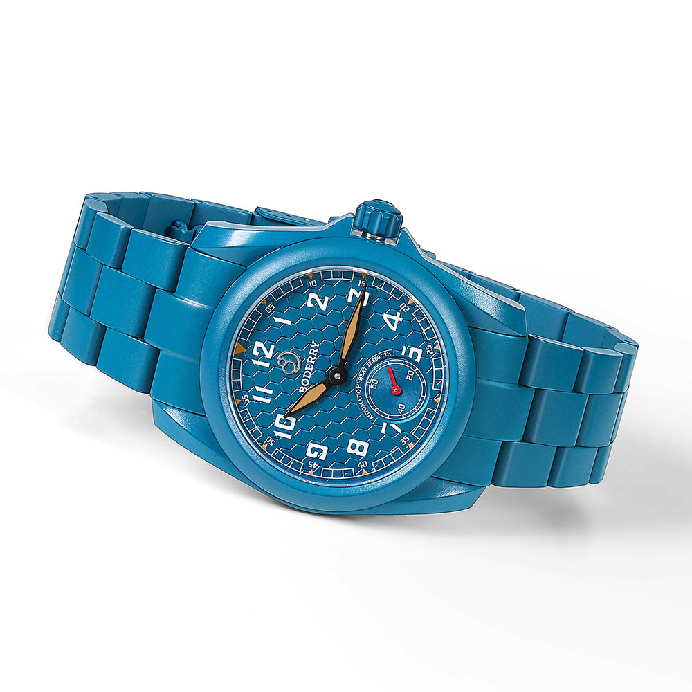 VOYAGER S72 – 72-Hour Power Reserve Titanium Automatic Field Watch, 100M Water Resistant | Cerulean Blue/Bracelet