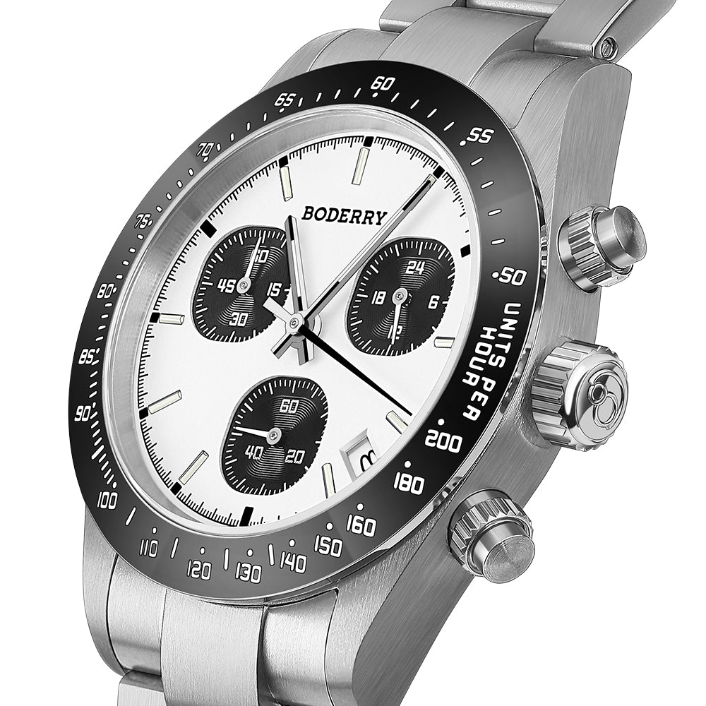 GOLDACE - 100M WR Titanium Mecha-Quartz Chronograph Watch | White