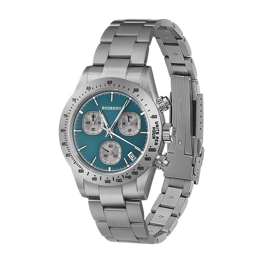 GOLDACE - 100M WR Titanium Mecha-Quartz Chronograph Watch | Blue