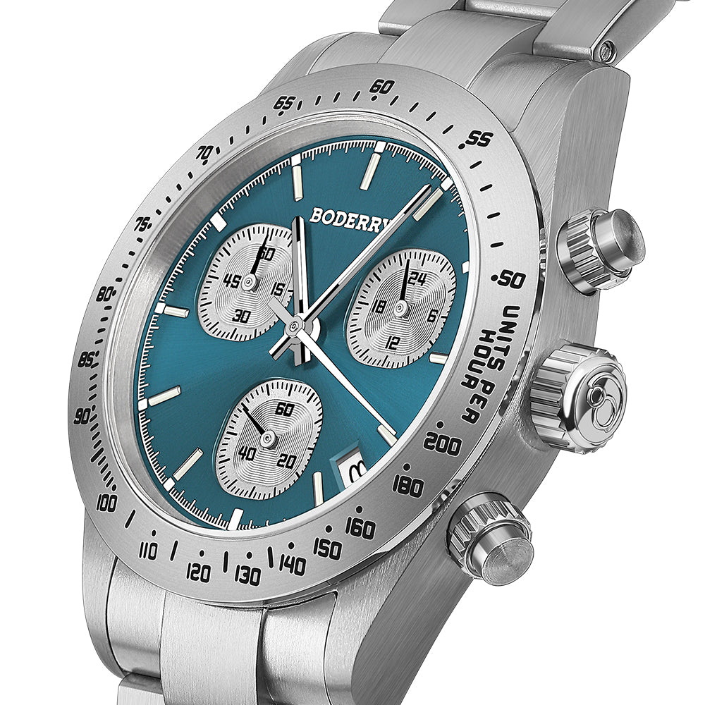 GOLDACE - 100M WR Titanium Mecha-Quartz Chronograph Watch | Blue