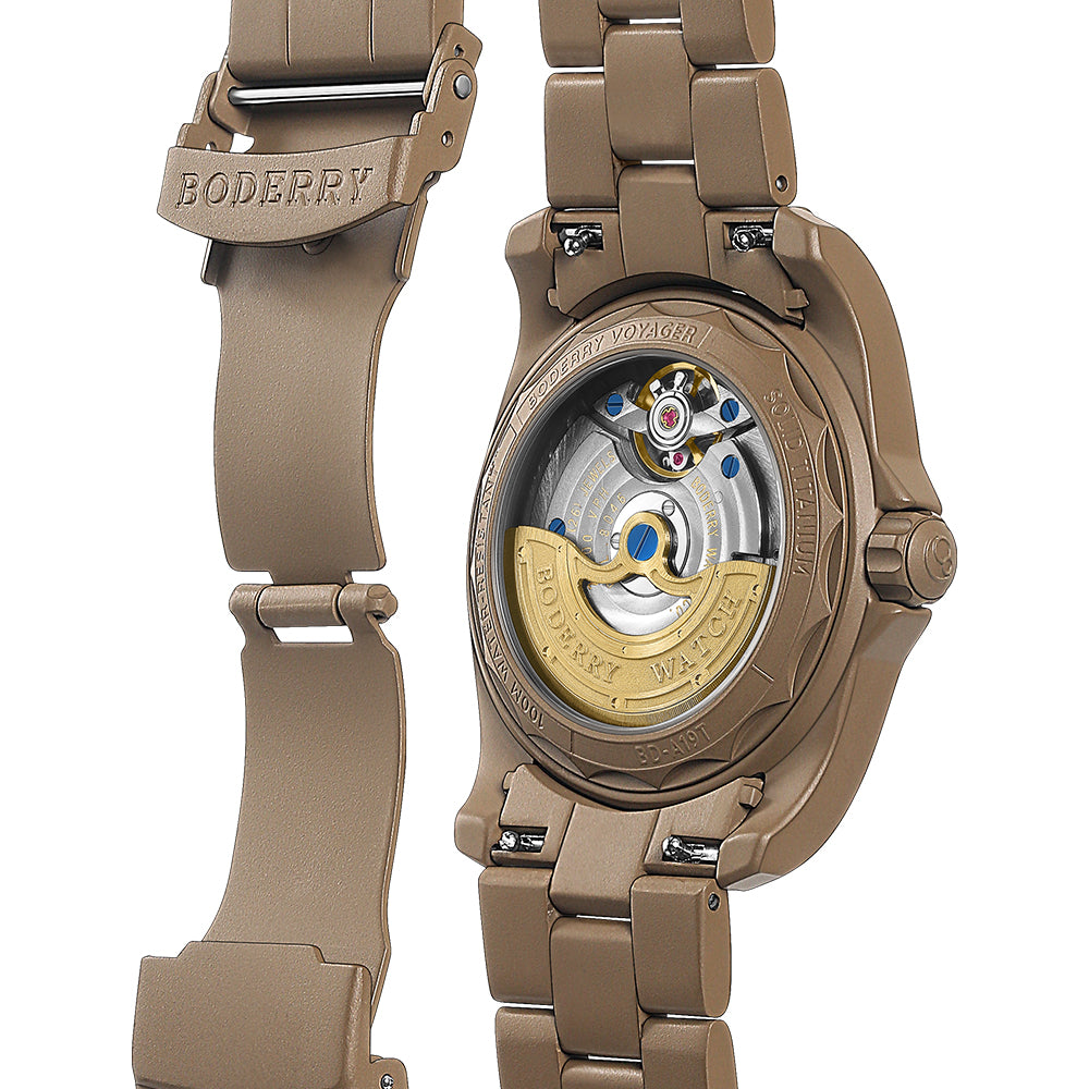 VOYAGER S72 – 72-Hour Power Reserve Titanium Automatic Field Watch, 100M Water Resistant | Desert Tan/Bracelet