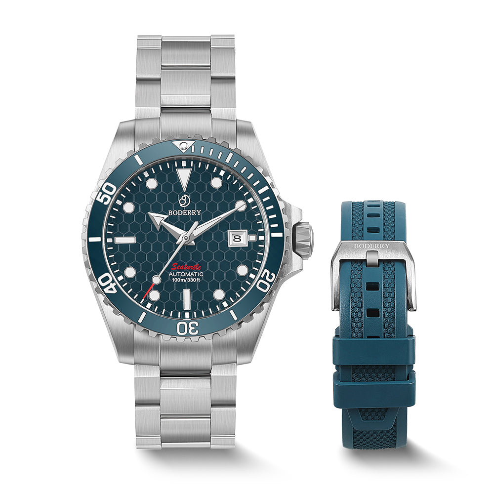 SEATURTLE.OCEAN(TITANIUM) - Automatic Titanium Diver Watch | Sea Blue/Ti-bracelet