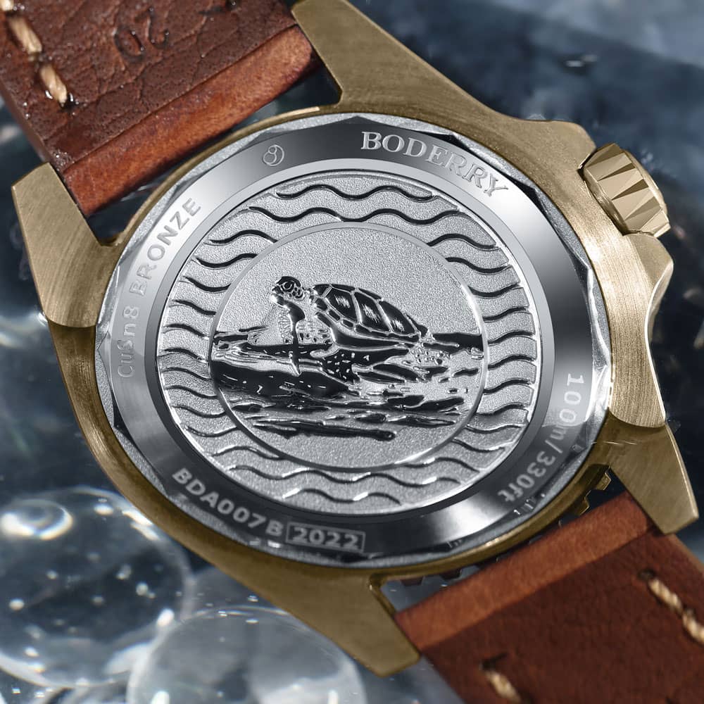 SEATURTLE.OCEAN(BRONZE) - Automatic Bronze Diver Watch | Turtle Green/FKM Rubber