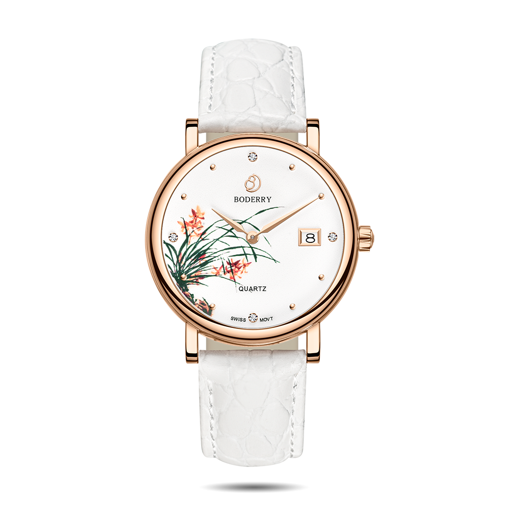 Women Watch | Orchid Gold Case Watch-Boderry Flower Boderry Watches