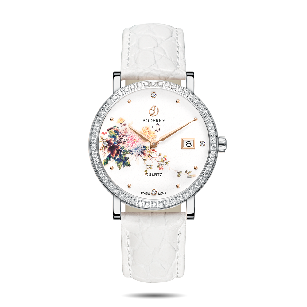 Women Watch | Chrysanth/Silver Case Watch-Boderry Flower Boderry Watches