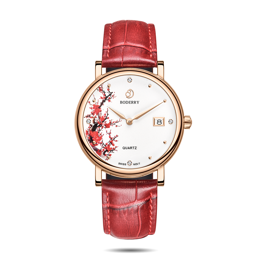 Women Watch | Plum Blossom Rose Gold Case Watch - Boderry Flower Watches