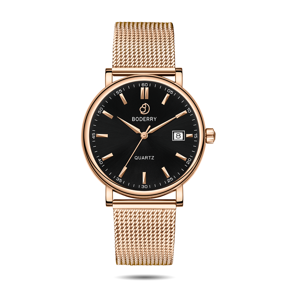 Mens Quartz(Swiss Movement) Watch | 40mm Case with Gold Mesh-Boderry Classic Boderry Watches