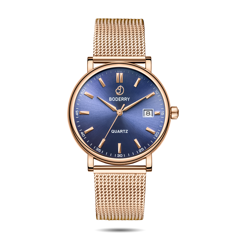 Mens Quartz(Swiss Movement) Watch | 40mm Case with Gold Mesh-Boderry Classic Boderry Watches