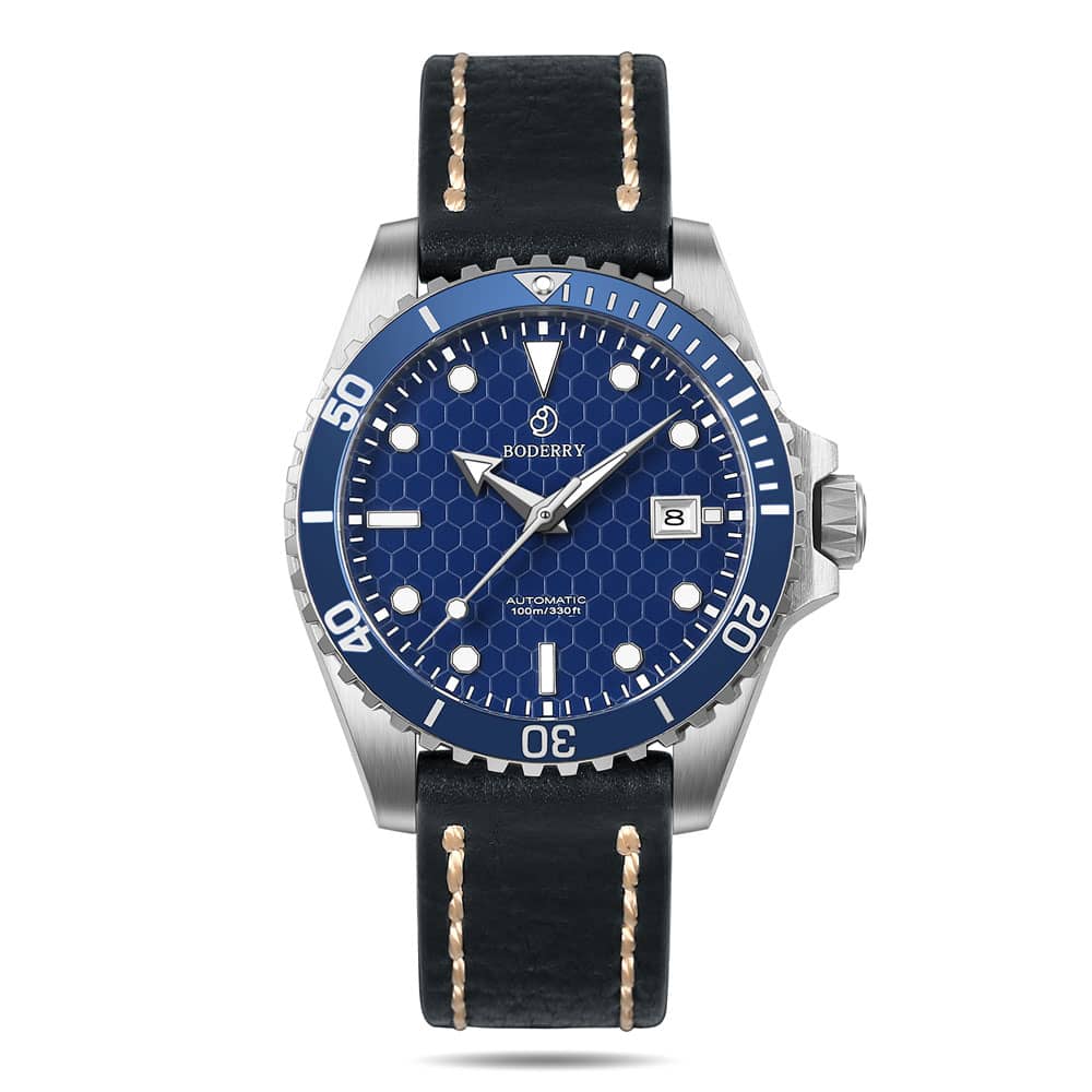 SEATURTLE.OCEAN(TITANIUM) - Automatic Titanium Diver Watch | Navy Blue