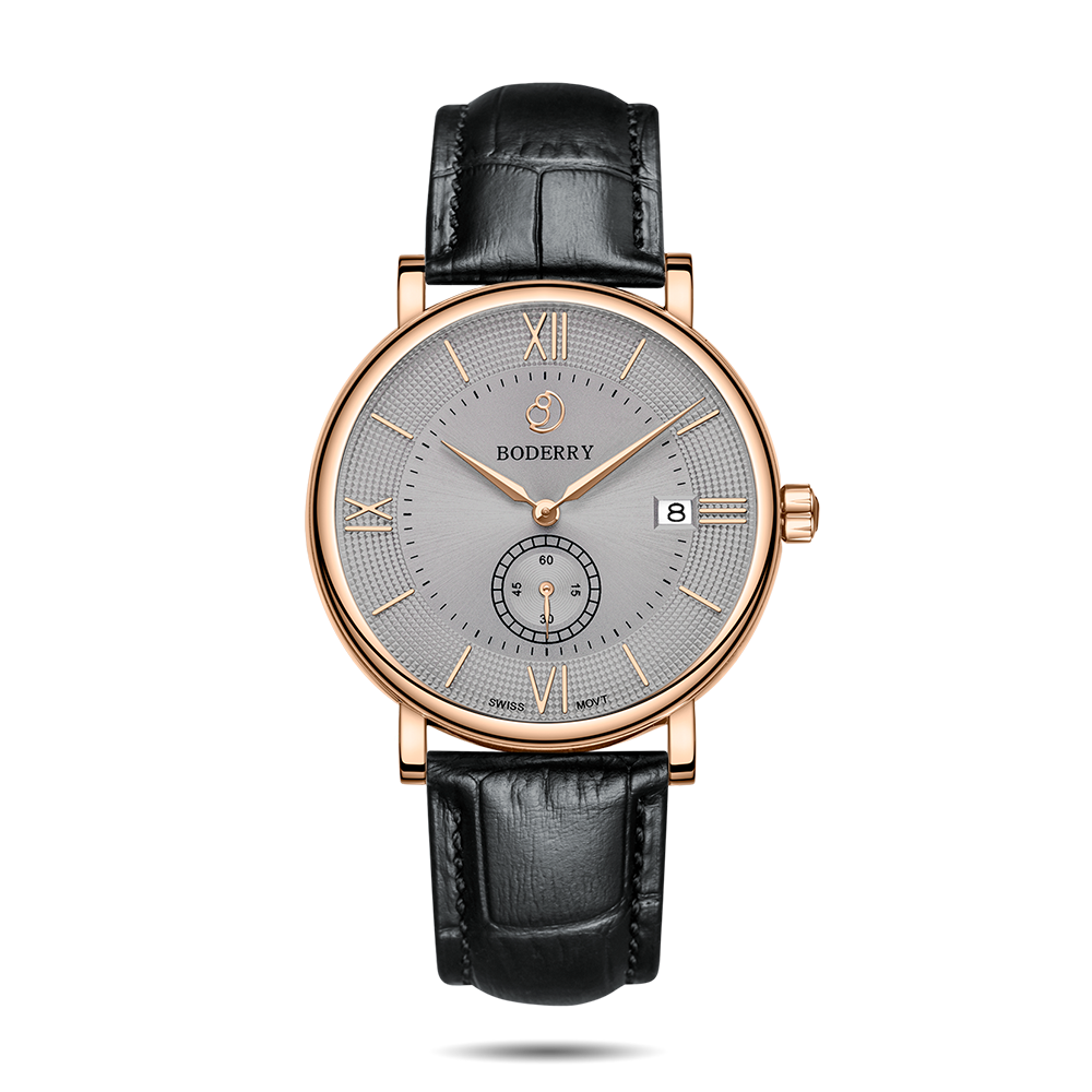 Mens Quartz(Swiss Movement) Watch | Rose Gold/Grey Dial-Boderry Elegant Boderry Watches