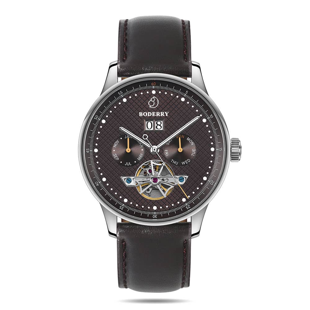 THE CHECKMATE - Complication Automatic Watch with Date,Day,Month Display -Pelelith & Leather Straps