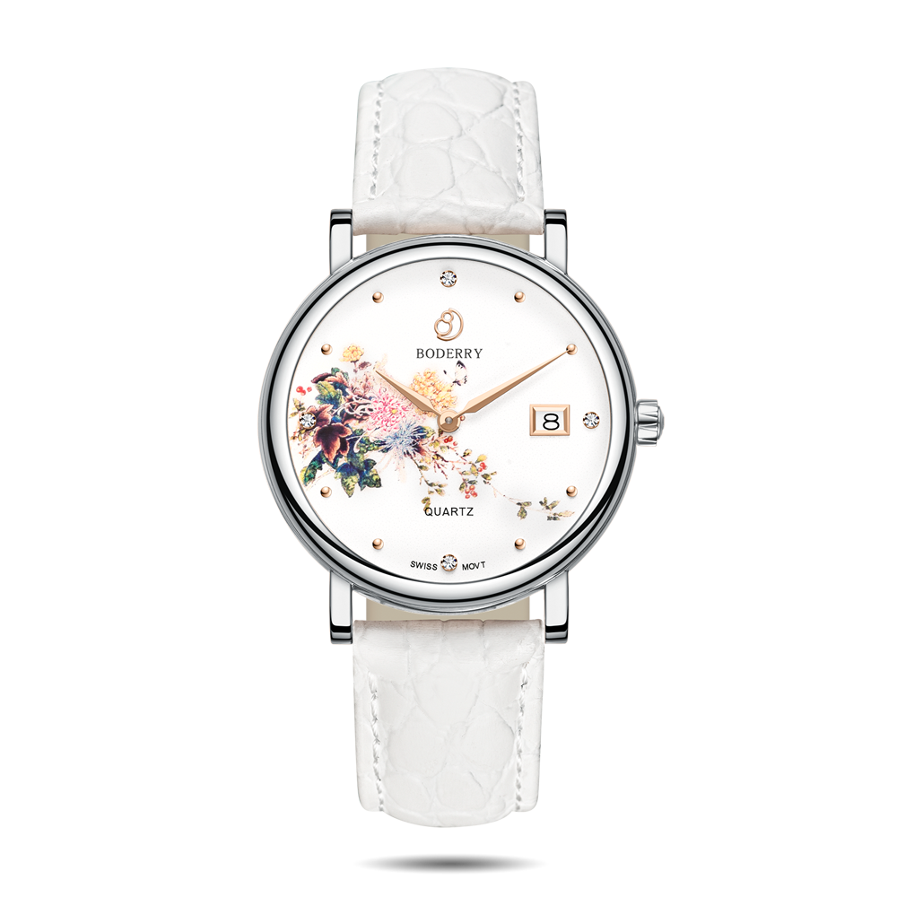 Women Watch | Chrysanth/Silver Case Watch-Boderry Flower Boderry Watches