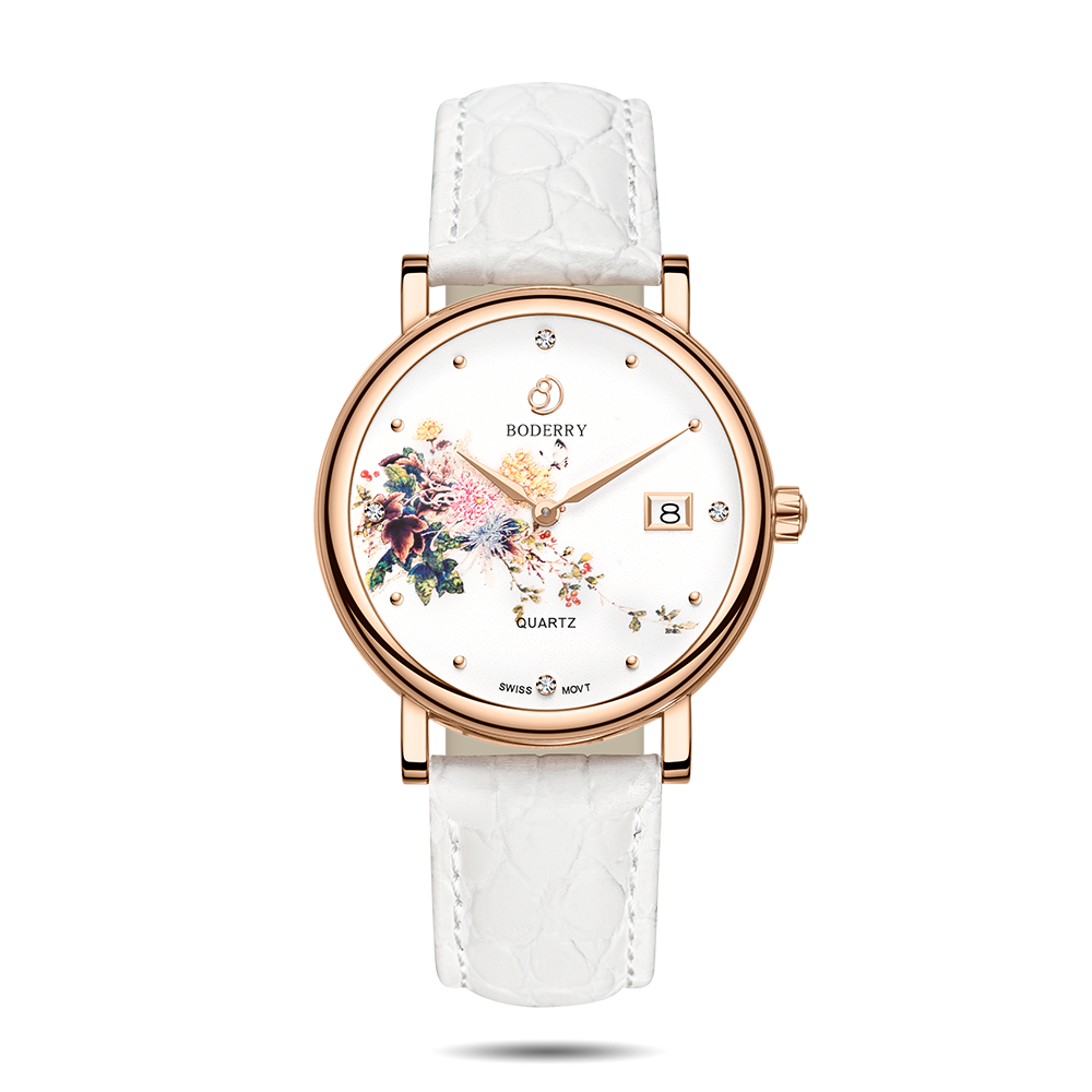 Women Watch | Chrysanth Rose Gold Case Watch-Boderry Flower Boderry Watches