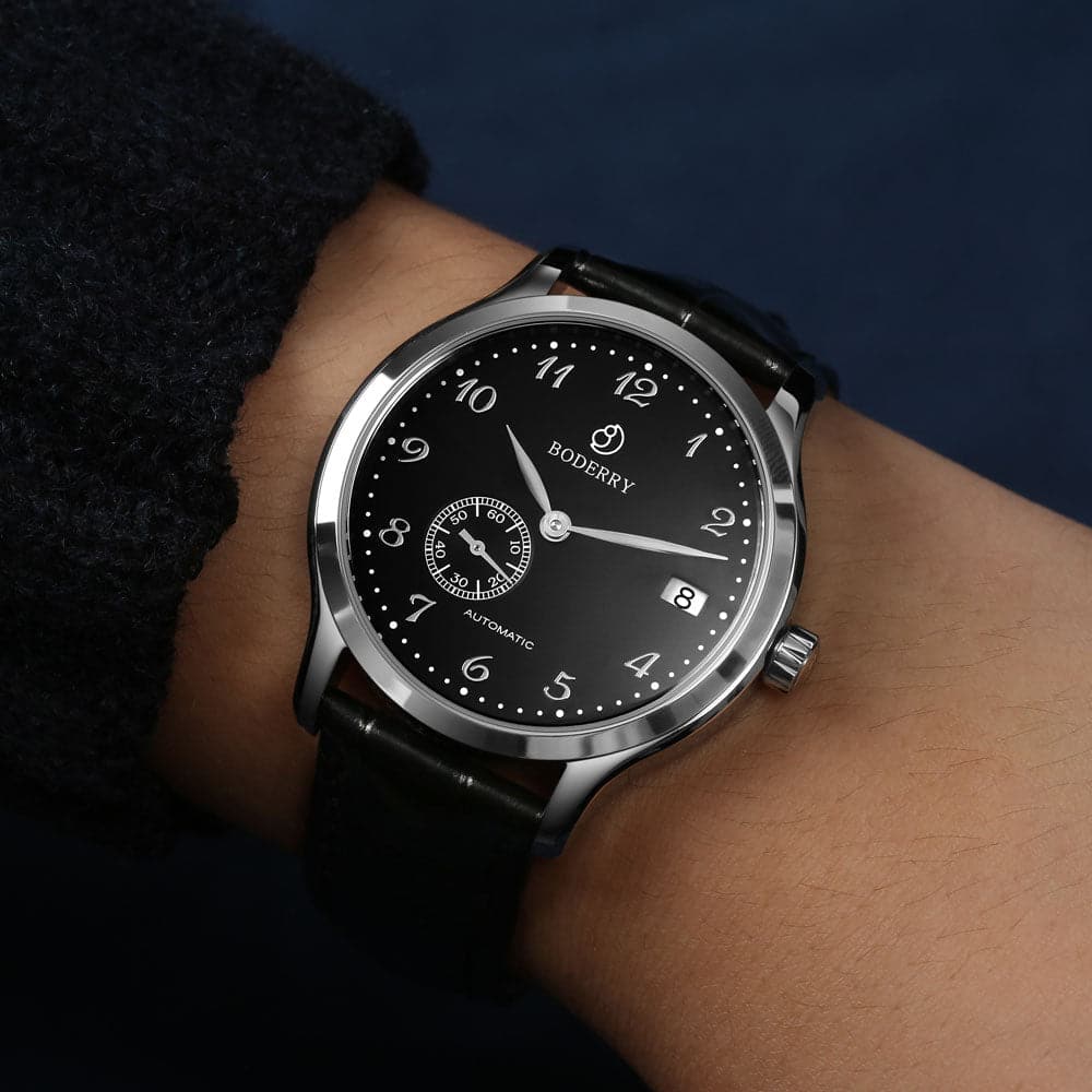 ELITE - Micro-rotor Automatic Watch | Silver Case & Black Dial