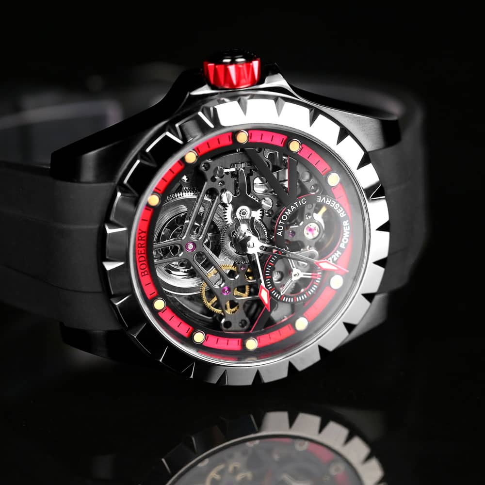 WINDMILL - Original Skeleton Hi-beat(28,800 bph) with 72 hrs Power-reserve Automatic Watch | Red Dial & Leather Strap