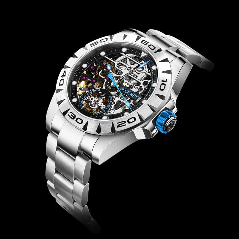 Mens Skeleton Automatic Watch | Stainless Steel Straps-Boderry Urban Boderry Watches