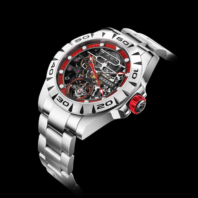 Mens Skeleton Automatic Watch | Stainless Steel Straps-Boderry Urban Boderry Watches