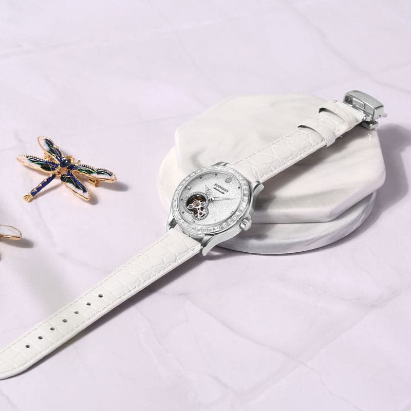 Women Automatic Watch | Crystal Silver Case-Boderry Dragonfly Boderry Watches