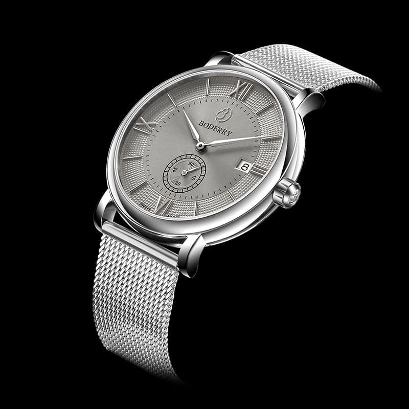 Mens Quartz(Swiss Movement) Watch | Silver/Grey Dial -Boderry Elegant Boderry Watches